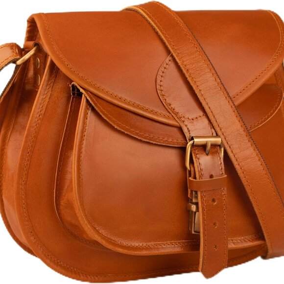 Jewelry - Leather Crossbody Satchel Bag Vintage Purses Handbags for Women 11 inch